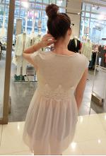 เดรสสั้นลูกไม้ซีฟอง นำเข้าจากเกาหลีรหัส J00167