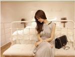 Maxi dress สีเทายาว ผ้านิ่มใส่สบาย รหัส M0162
