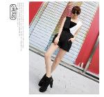 จั๊มสูทสั้นสีขาวดำ งานเกาหลี แบบน่ารักมากรหัส M00021